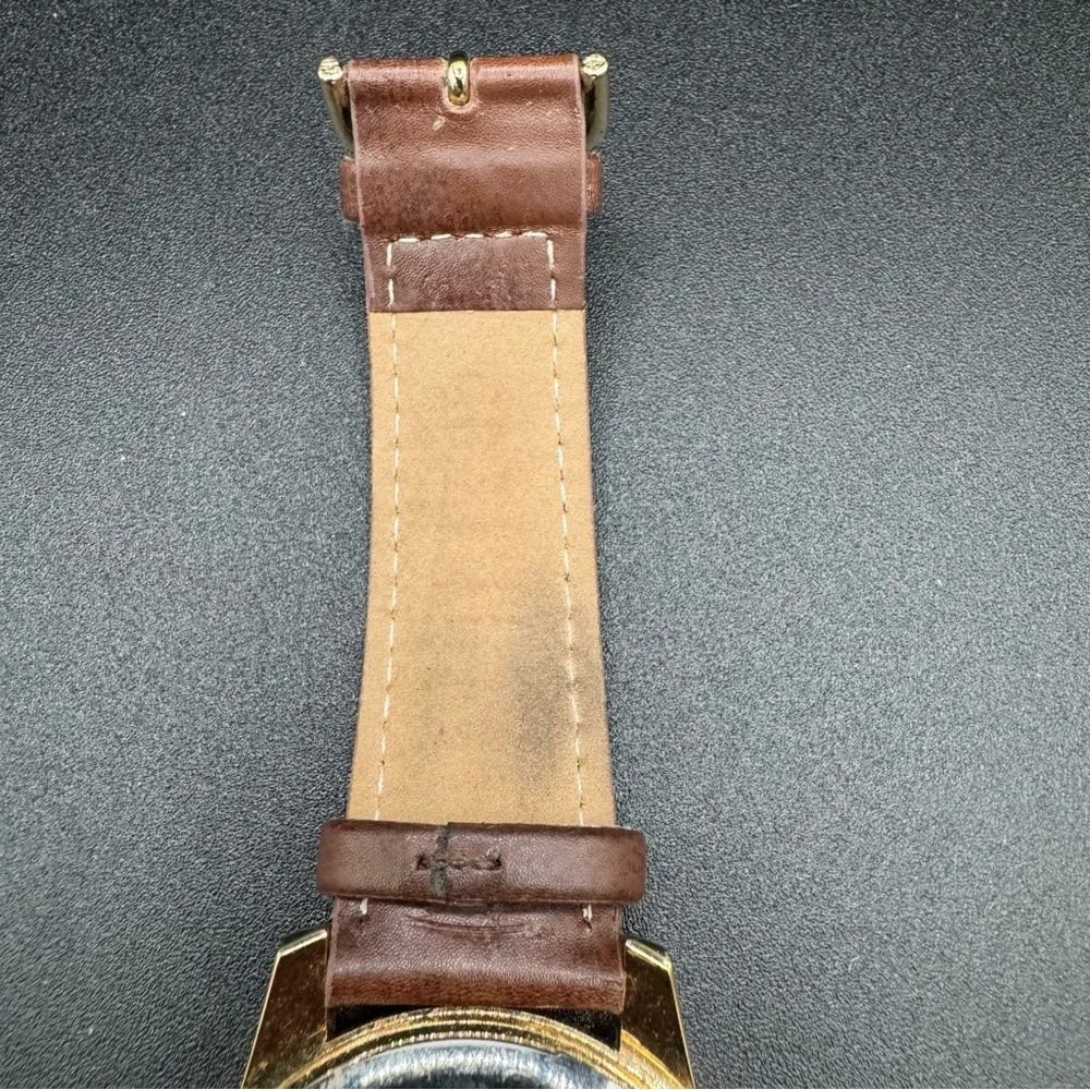 Vintage Mickey Mouse Disney Wide Face Analog Watch with Brown Leather Band - Picture 6 of 16